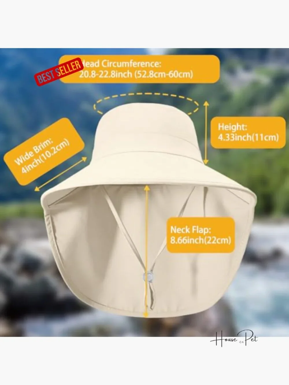 Women Sun Hat with Neck Flap Ponytail Hole UPF 50+ Wide Brim Rollable Hiking - Picture 5 of 7